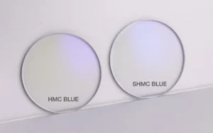 The image illustrates the difference between the HMC blue film and the SHMC x6 film.