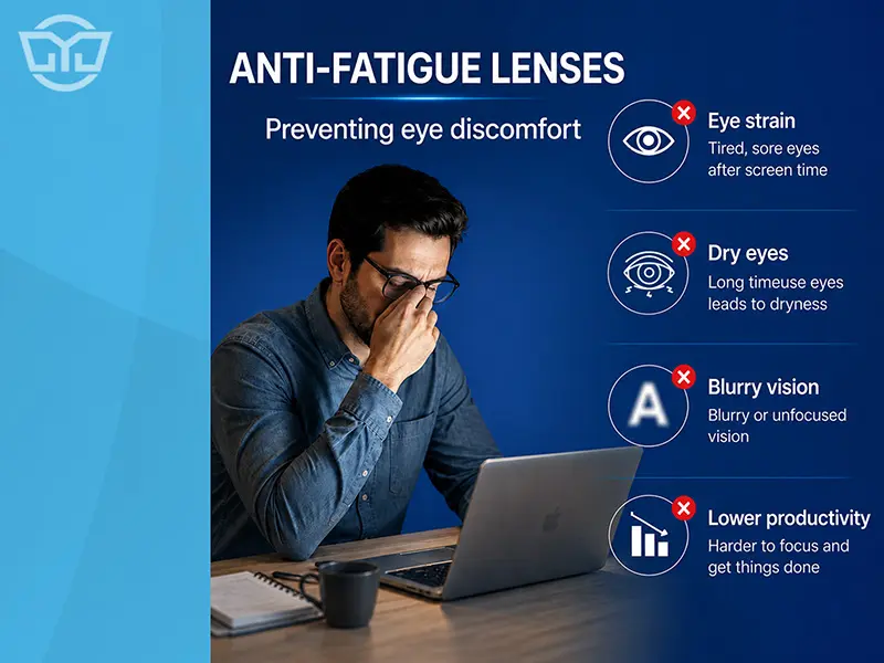 What is the function of anti-fatigue lenses