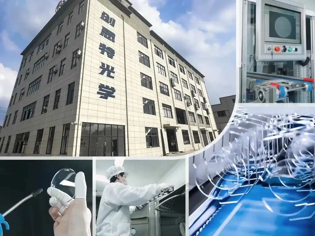 images of Trust Lens's factory and production lines were displayed