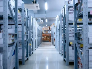 This showcases our warehouse and shelves displaying our stock of lenses.
