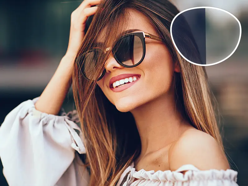 Photochromic lenses intelligently adjusts its tint depth according to changes in light intensity to protect the eyes from UV damage. also called transition lens