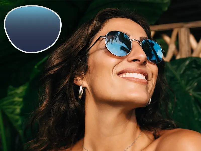 a girl wear our tinted sunglass lens